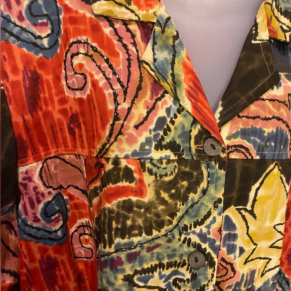 Tantrums Womens Boho Jacket Watercolor Paisley Cotton Size1X - Picture 2 of 4